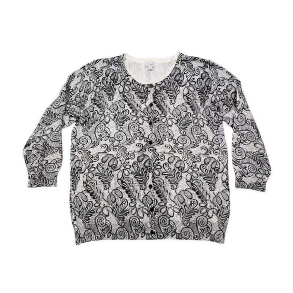 Joseph A. Button Down Cardigan Sweater Paisley Print Womens Size XL - Picture 1 of 4